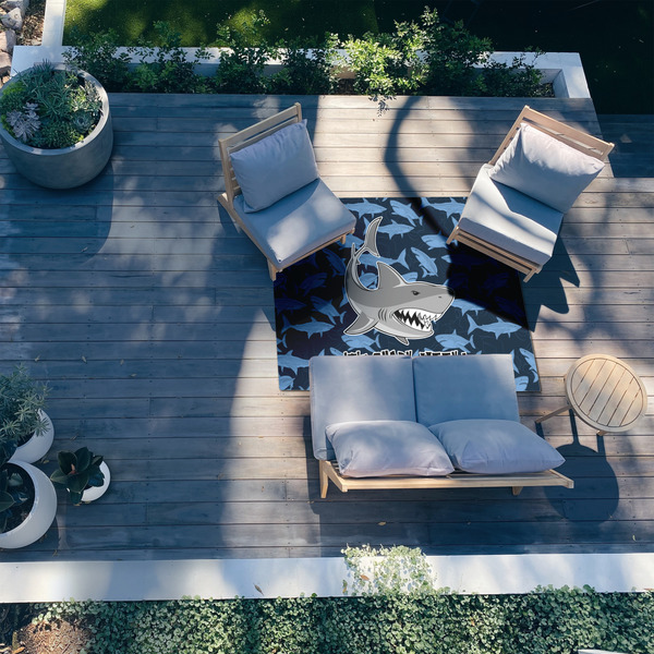 Sharks 5'x7' Patio Rug - In context