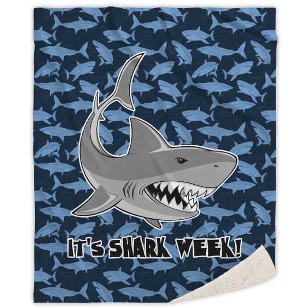 Custom Sharks Sherpa Throw Blanket - 60"x80" w/ Name or Text