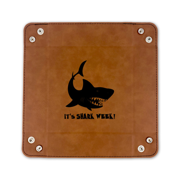 Sharks 6" x 6" Leatherette Snap Up Tray - FLAT FRONT