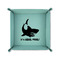 Sharks 6" x 6" Teal Leatherette Snap Up Tray - FOLDED UP