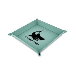Sharks 6" x 6" Teal Faux Leather Valet Tray (Personalized)