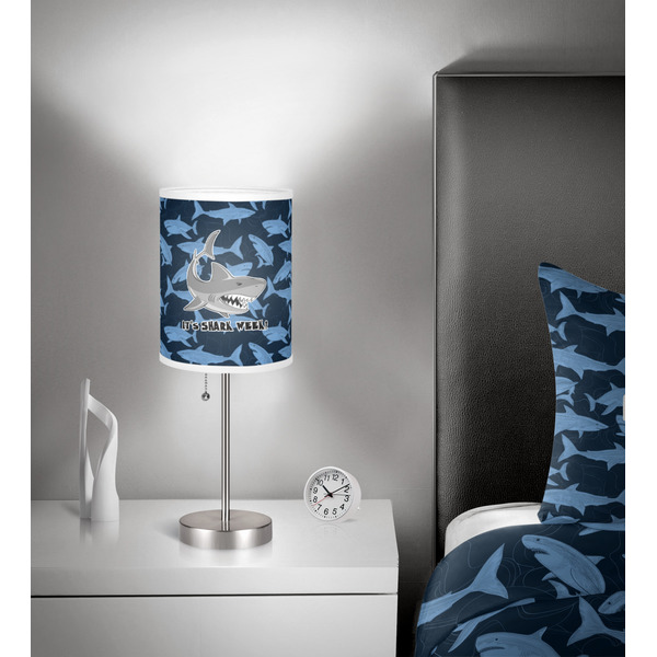 Sharks 8 inch drum lamp shade - in room