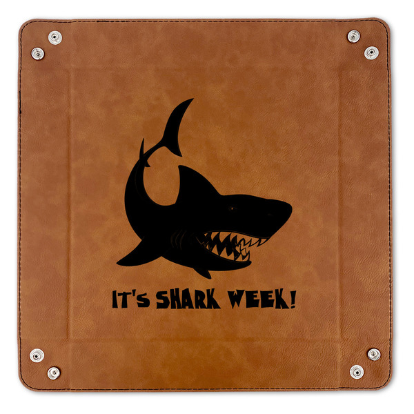 Sharks 9" x 9" Leatherette Snap Up Tray - APPROVAL (FLAT)