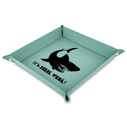 Sharks 9" x 9" Teal Faux Leather Valet Tray (Personalized)