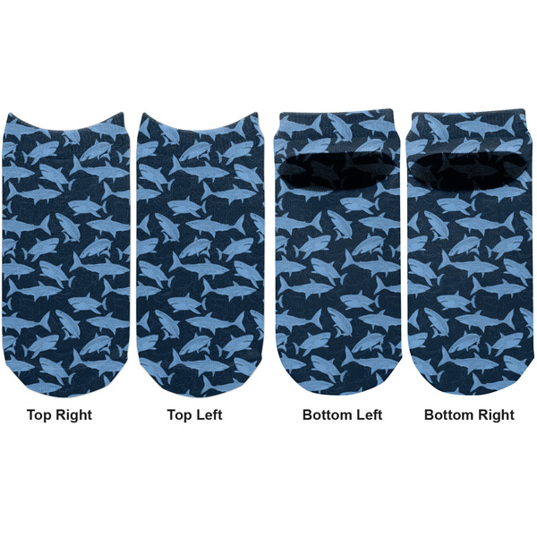 Sharks Adult Ankle Socks - Double Pair - Front and Back - Apvl