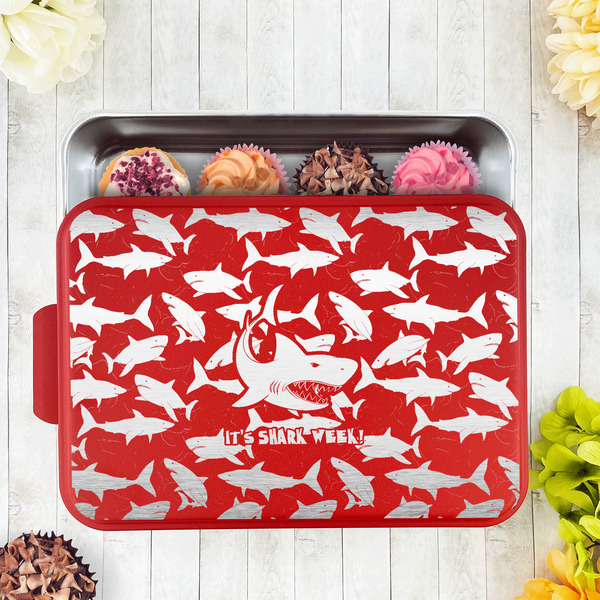 Sharks Aluminum Baking Pan - Red Lid - LIFESTYLE