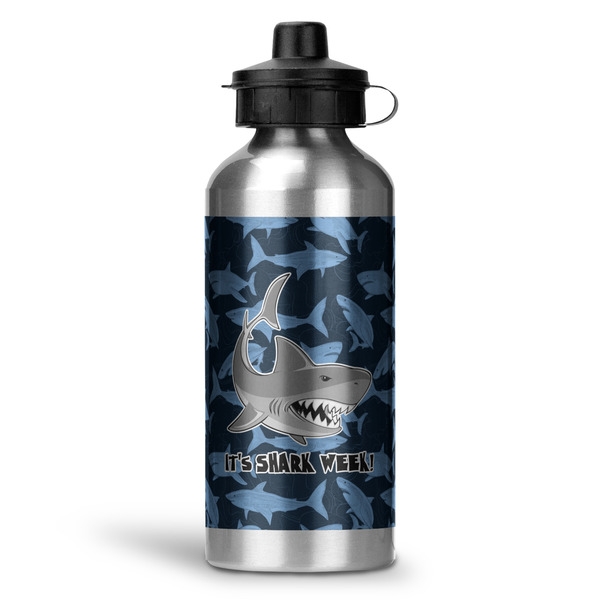 Custom Sharks Water Bottle - Aluminum - 20 oz - Silver (Personalized)