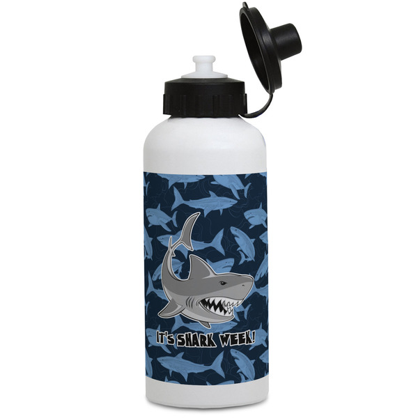 Custom Sharks Water Bottles - Aluminum - 20 oz - White (Personalized)
