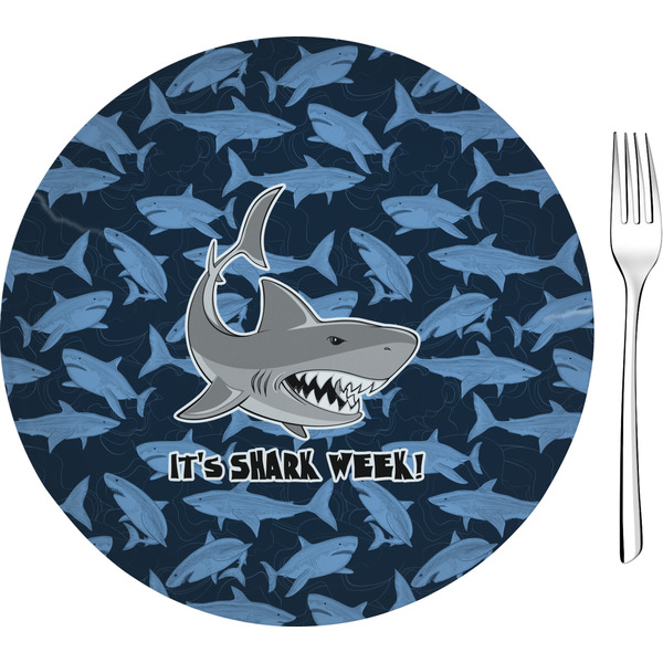 Custom Sharks 8" Glass Appetizer / Dessert Plates - Single or Set (Personalized)