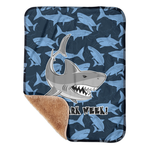 Custom Sharks Sherpa Baby Blanket - 30" x 40" w/ Name or Text