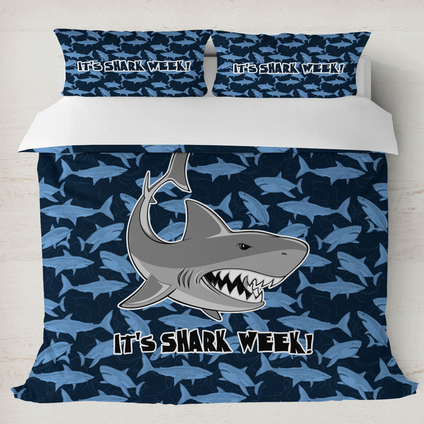Custom Sharks Duvet Cover Set - King w/ Name or Text