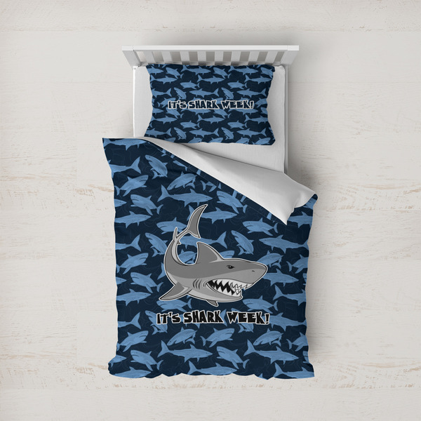 Custom Sharks Duvet Cover Set - Twin w/ Name or Text