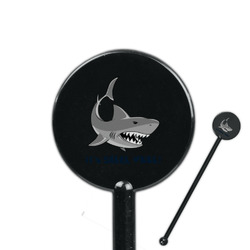 Sharks 5.5" Round Plastic Stir Sticks - Black - Single Sided (Personalized)