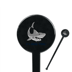 Sharks 7" Round Plastic Stir Sticks - Black - Single Sided (Personalized)