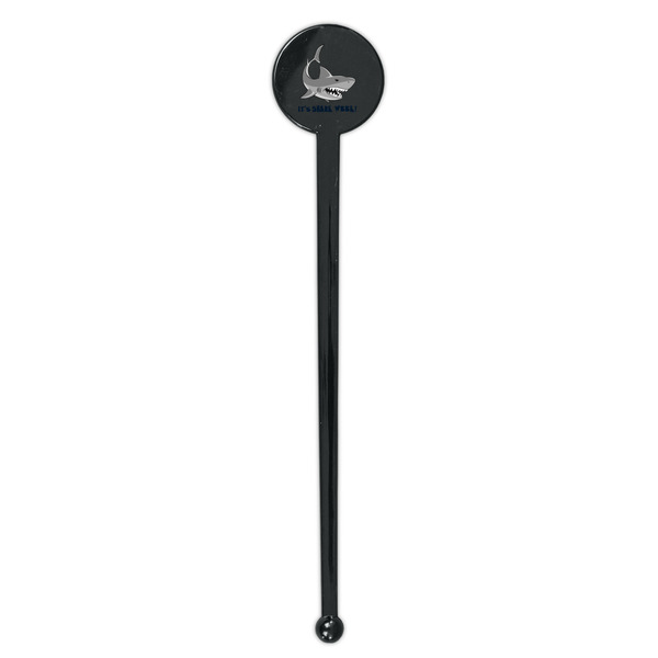 Sharks Black Plastic 7" Stir Stick - Round - Single Stick