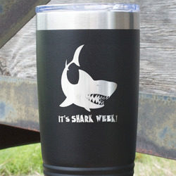 Sharks 20 oz Stainless Steel Tumbler - Black - Double Sided (Personalized)
