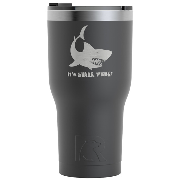 Custom Sharks RTIC Tumbler - Black - Engraved Front (Personalized)