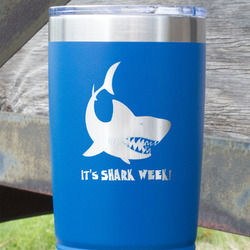 Sharks 20 oz Stainless Steel Tumbler - Royal Blue - Single Sided (Personalized)