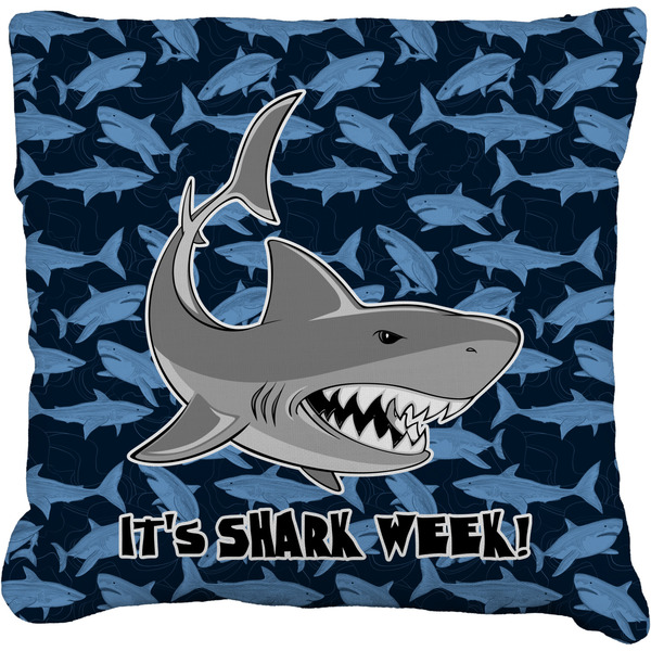 Custom Sharks Faux-Linen Throw Pillow 16" w/ Name or Text