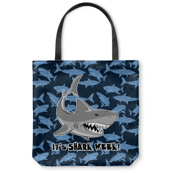 Custom Sharks Canvas Tote Bag - Medium - 16"x16" w/ Name or Text