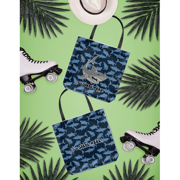 Sharks Canvas Tote Lifestyle Front and Back- 13x13