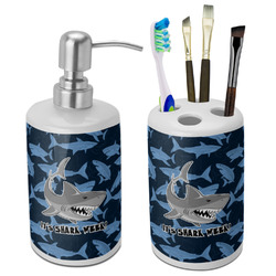 Sharks Ceramic Bathroom Accessories Set (Personalized)