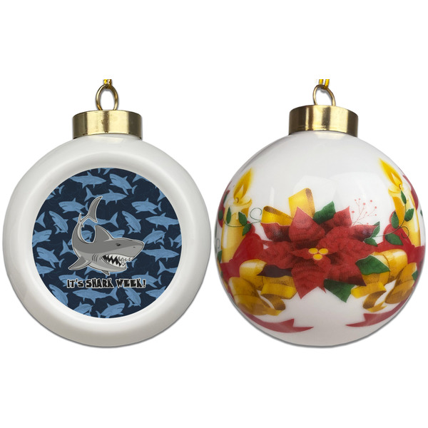Sharks Ceramic Christmas Ornament - Poinsettias (APPROVAL)