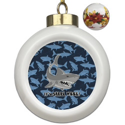 Sharks Ceramic Ball Ornaments - Poinsettia Garland (Personalized)