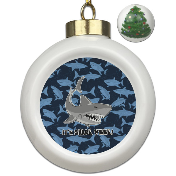 Custom Sharks Ceramic Ball Ornament - Christmas Tree (Personalized)