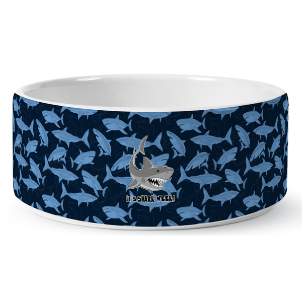 Sharks Ceramic Dog Bowl - Medium - Front