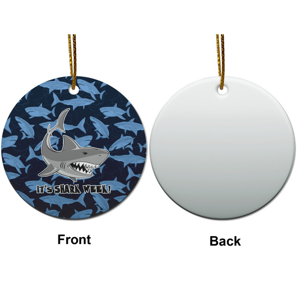 Sharks Ceramic Flat Ornament - Circle Front & Back (APPROVAL)