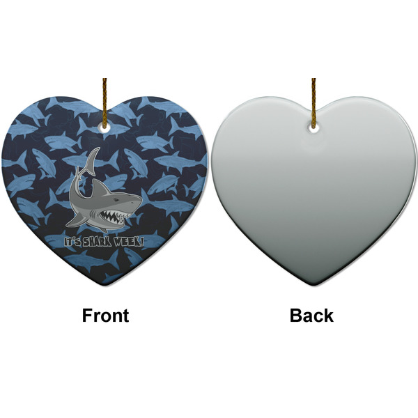 Sharks Ceramic Flat Ornament - Heart Front & Back (APPROVAL)