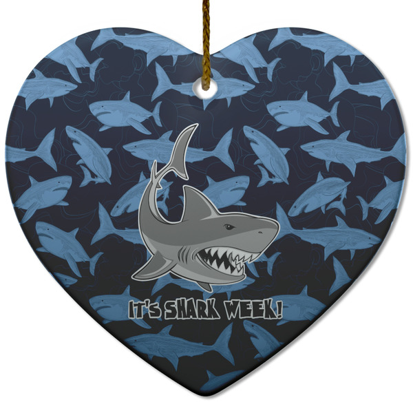 Custom Sharks Heart Ceramic Ornament w/ Name or Text