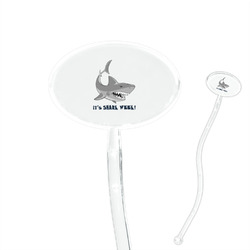 Sharks 7" Oval Plastic Stir Sticks - Clear (Personalized)