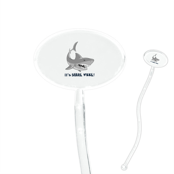 Custom Sharks 7" Oval Plastic Stir Sticks - Clear (Personalized)