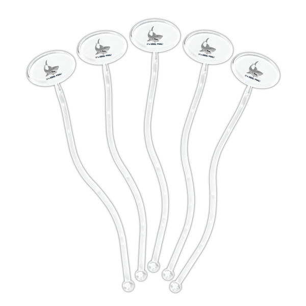 Sharks Clear Plastic 7" Stir Stick - Oval - Fan