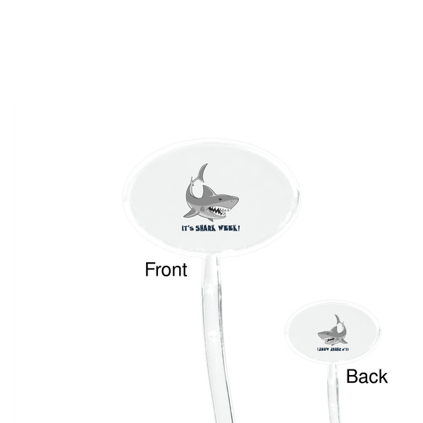 Sharks Clear Plastic 7" Stir Stick - Oval - Front & Back