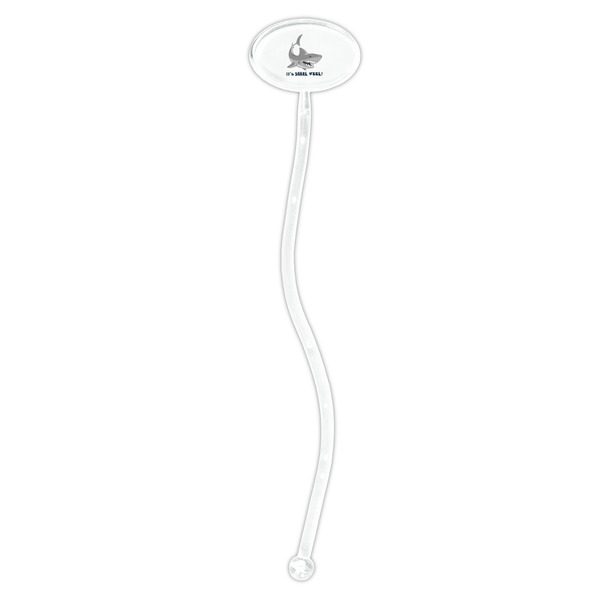 Sharks Clear Plastic 7" Stir Stick - Oval - Single Stick