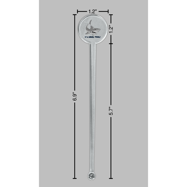 Sharks Clear Plastic 7" Stir Stick - Round - Dimensions