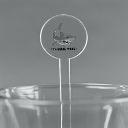 Sharks 7" Round Plastic Stir Sticks - Clear (Personalized)