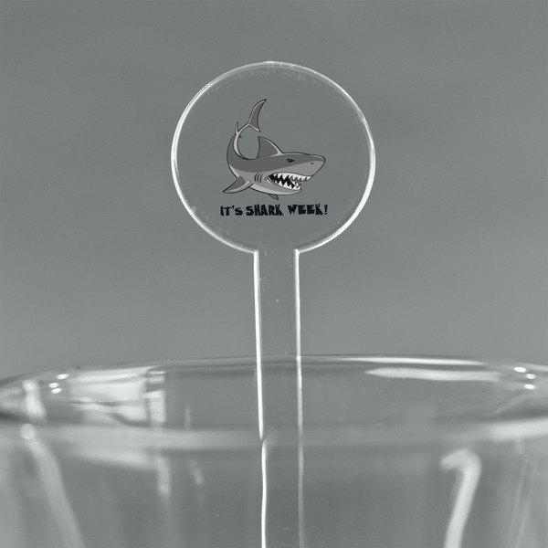 Custom Sharks 5.5" Round Plastic Stir Sticks - Clear (Personalized)