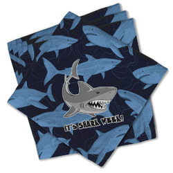 Sharks Cloth Cocktail Napkins - Set of 4 w/ Name or Text