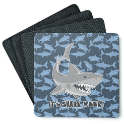 Sharks Square Rubber Backed Coasters - Set of 4 w/ Name or Text