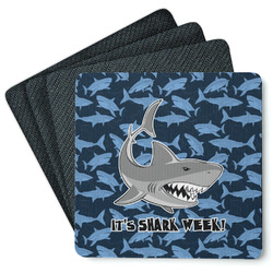 Sharks Square Rubber Backed Coasters - Set of 4 w/ Name or Text