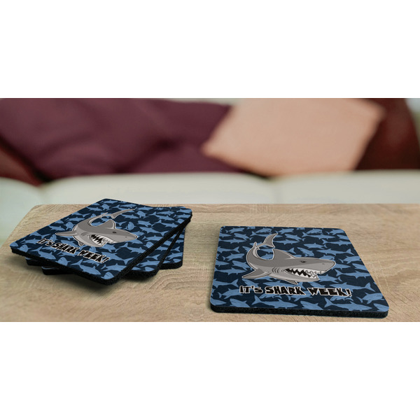 Sharks Coaster Rubber Back - On Coffee Table