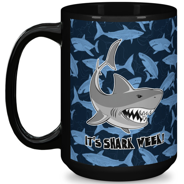 Custom Sharks 15 Oz Coffee Mug - Black (Personalized)