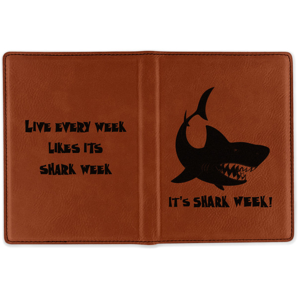 Sharks Cognac Leather Passport Holder Outside Double Sided - Apvl