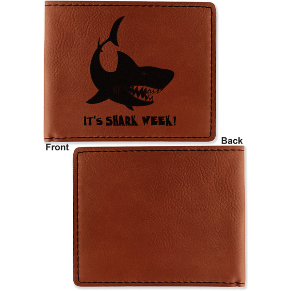 Sharks Cognac Leatherette Bifold Wallets - Front and Back Single Sided - Apvl