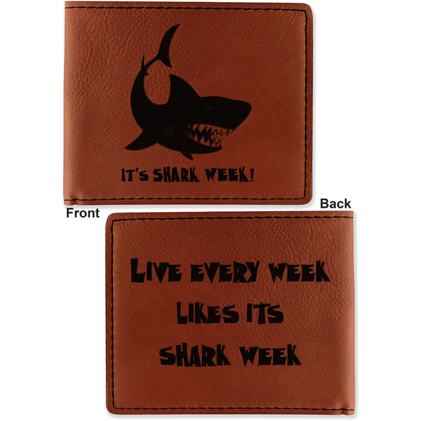 Sharks Cognac Leatherette Bifold Wallets - Front and Back