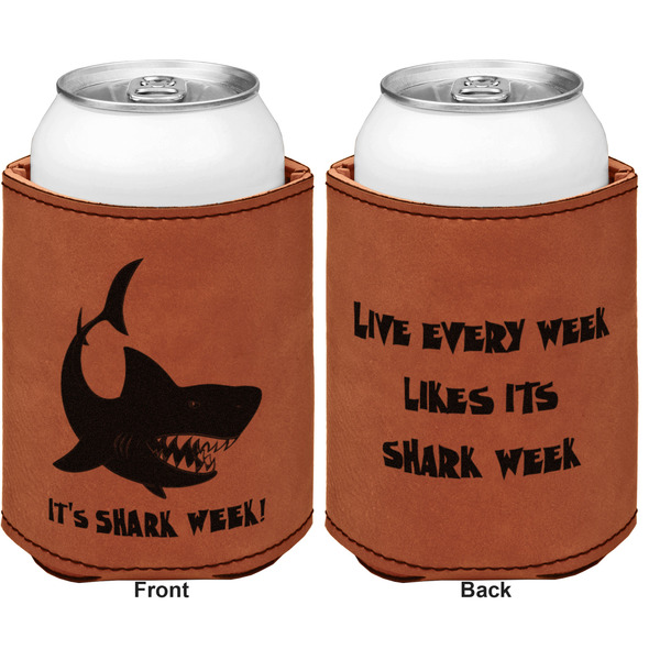 Sharks Cognac Leatherette Can Sleeve - Double Sided Front and Back